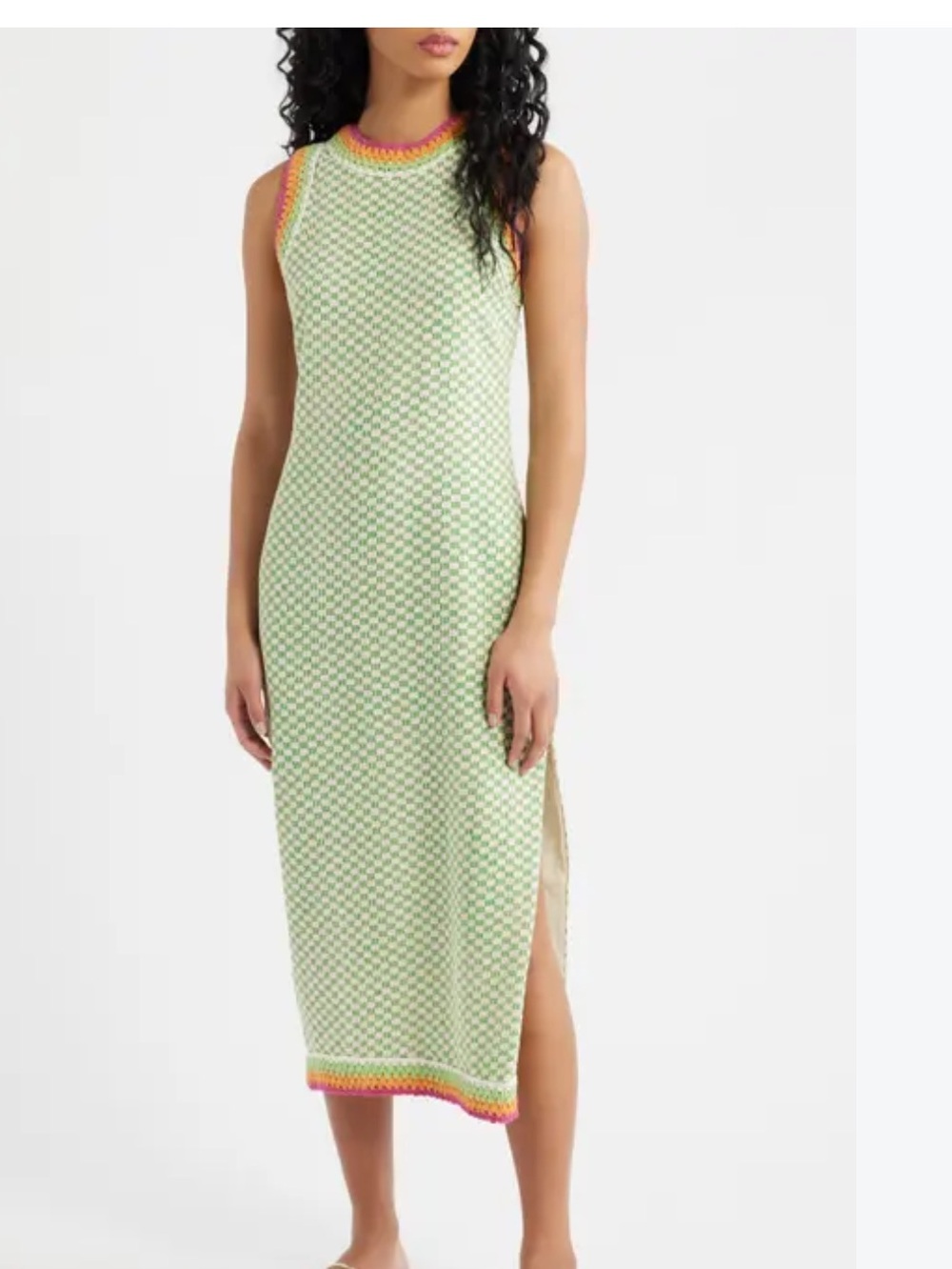 Saylor Vesna Crochet Trim Sleeveless Maxi Dress, Green Crème, Size XL, NWOT